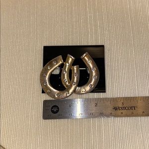 Silver stones double horseshoe pin/brooch